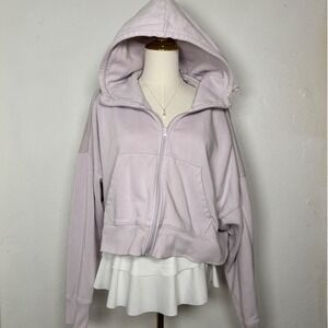 adidas purple lavender cropped athletic hoodie zip up gym preppy balletcore y2k